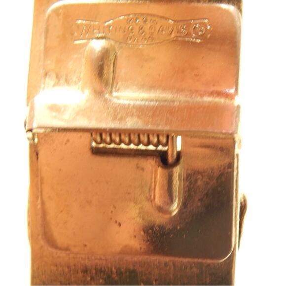 Vintage Whiting Davis Hinged Bangle Art Nouveau Leaf Relief Bracelet - Picture 6 of 11